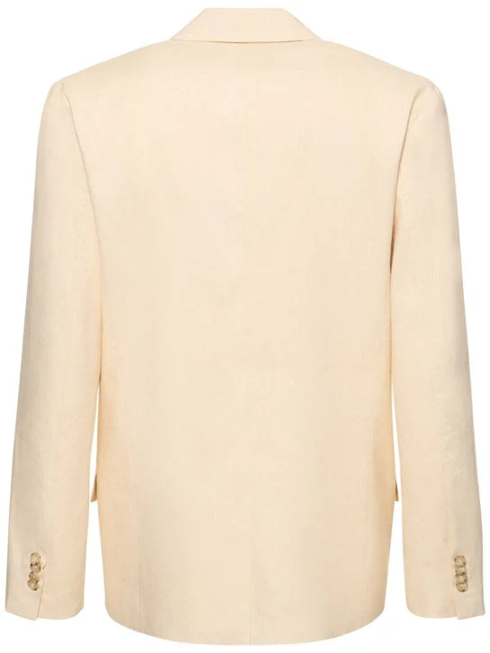 Men's Cream Single Breasted Four-buttons Peaked Lapel Casual Party Business Suits with Pockets - Image 3