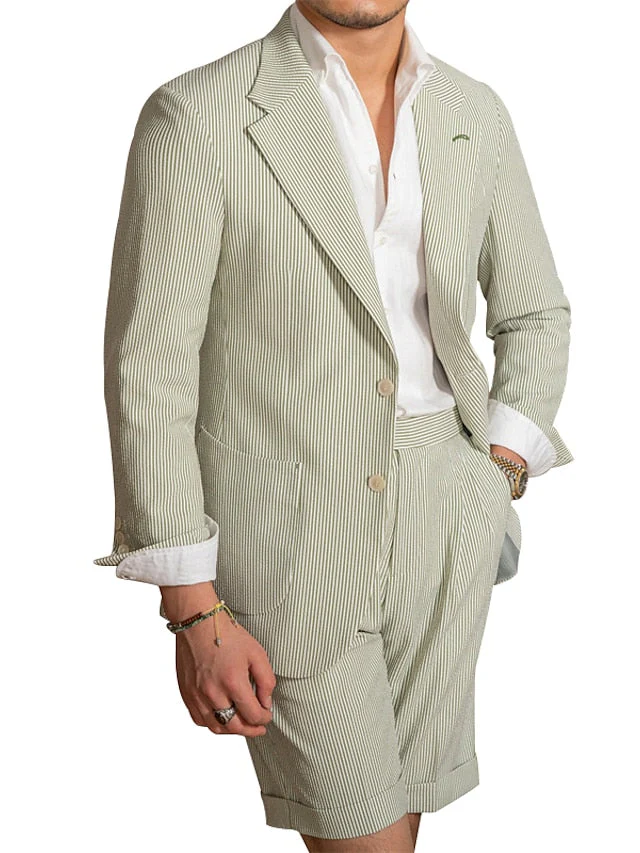 Men's Fashion Daily Single Breasted Two-buttons 2 Pieces Beach Suits - Image 2