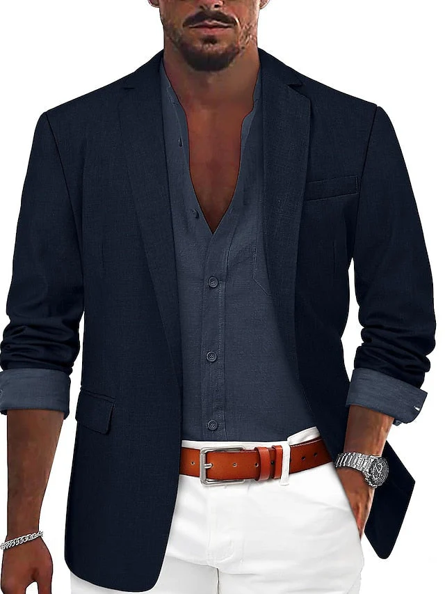 Men's Fashion Tailored Fit Single Breasted One-button Casual Blazer Jacket - Image 5