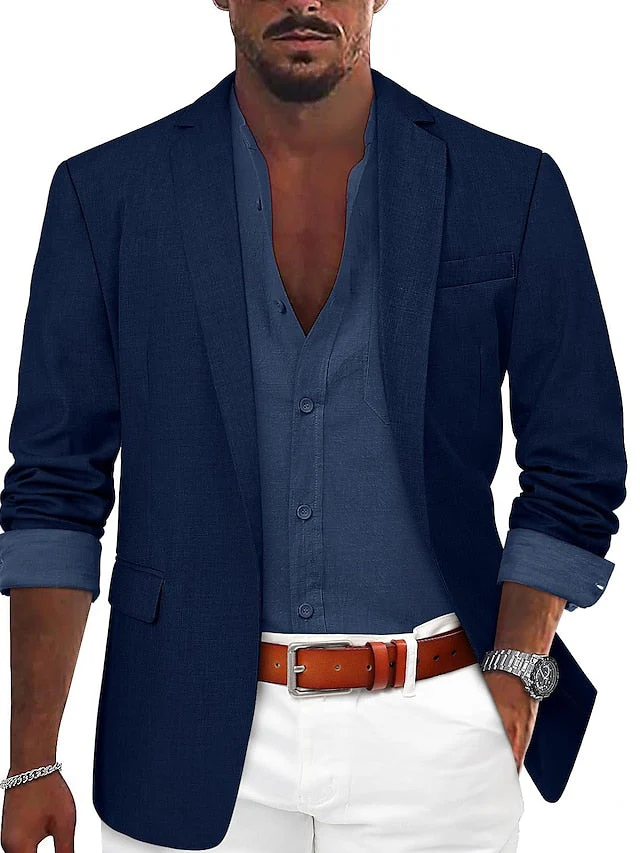 Men's Fashion Tailored Fit Single Breasted One-button Casual Blazer Jacket - Image 7