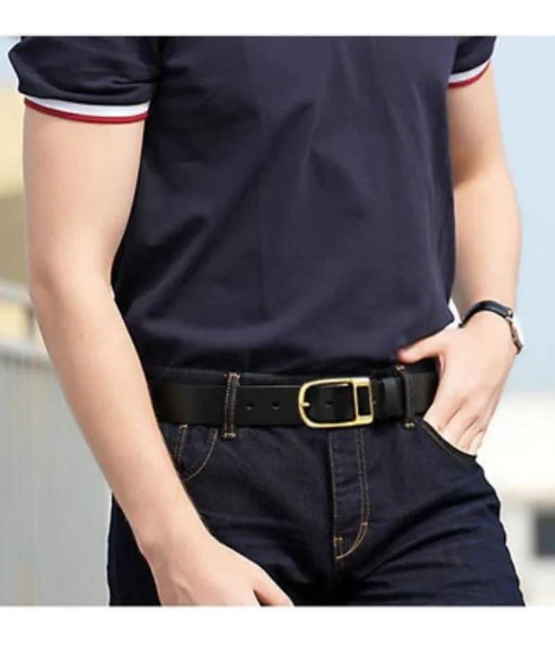 Men's Leather Casual Ratchet Belt Classic Jean Belt Black Brown Cowhide Stylish Gentleman Plain Daily Wear - Image 4