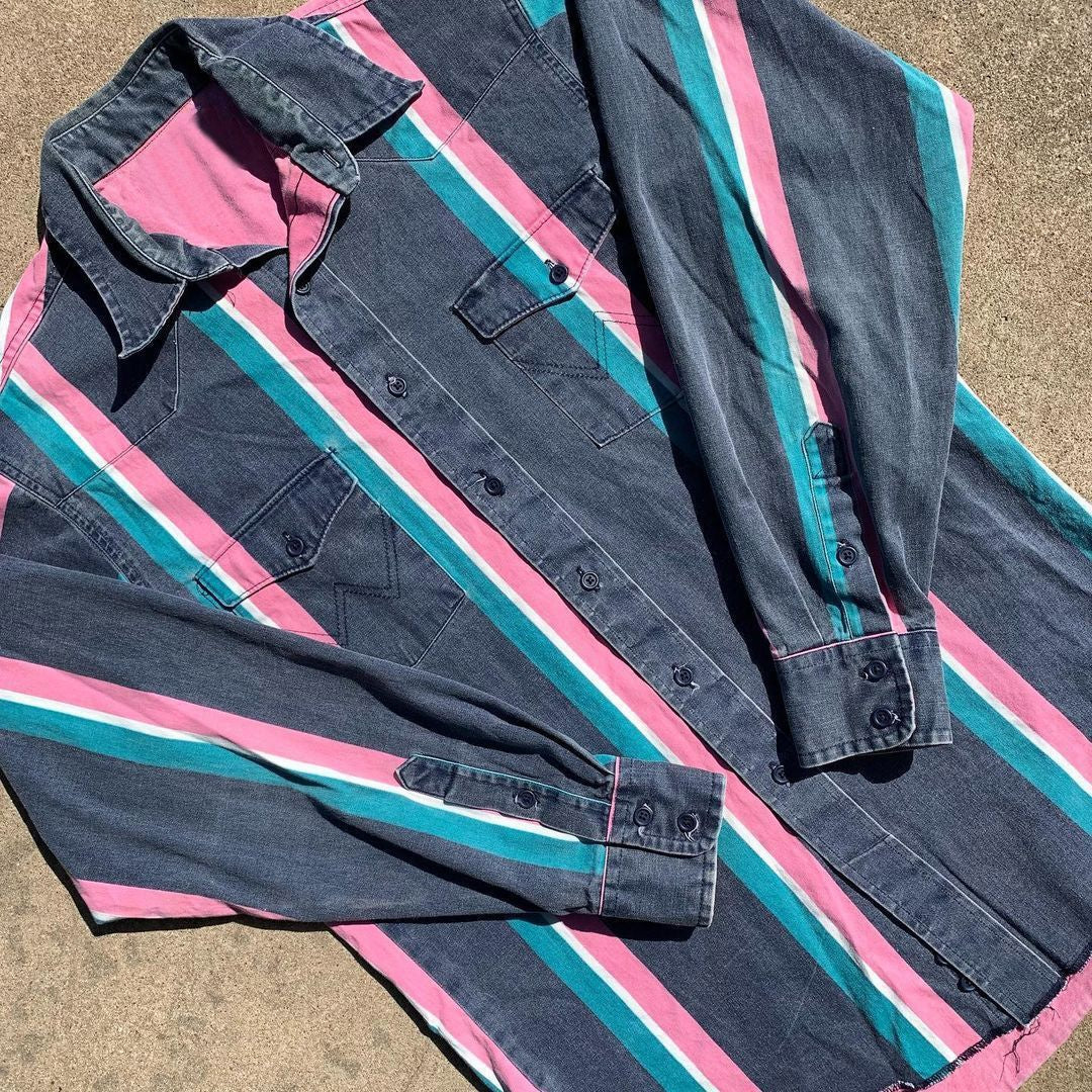 Men's Loose Long Sleeves Casual Striped Shirt with 3D Floral Pattern - Image 10