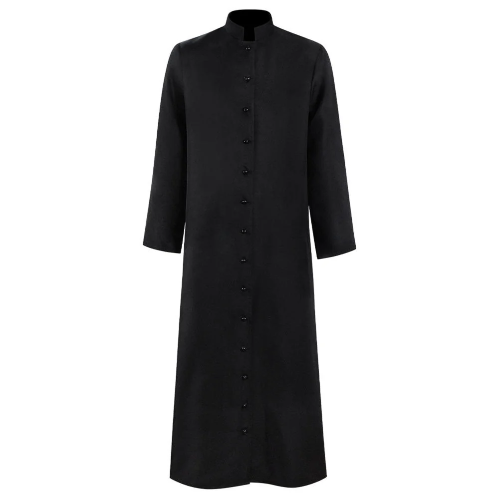 Men's Masquerade Priest Solid Coloured Standing Collar Steampunk Halloween Masquerade Retro Vintage Medieval Cosplay Coat
