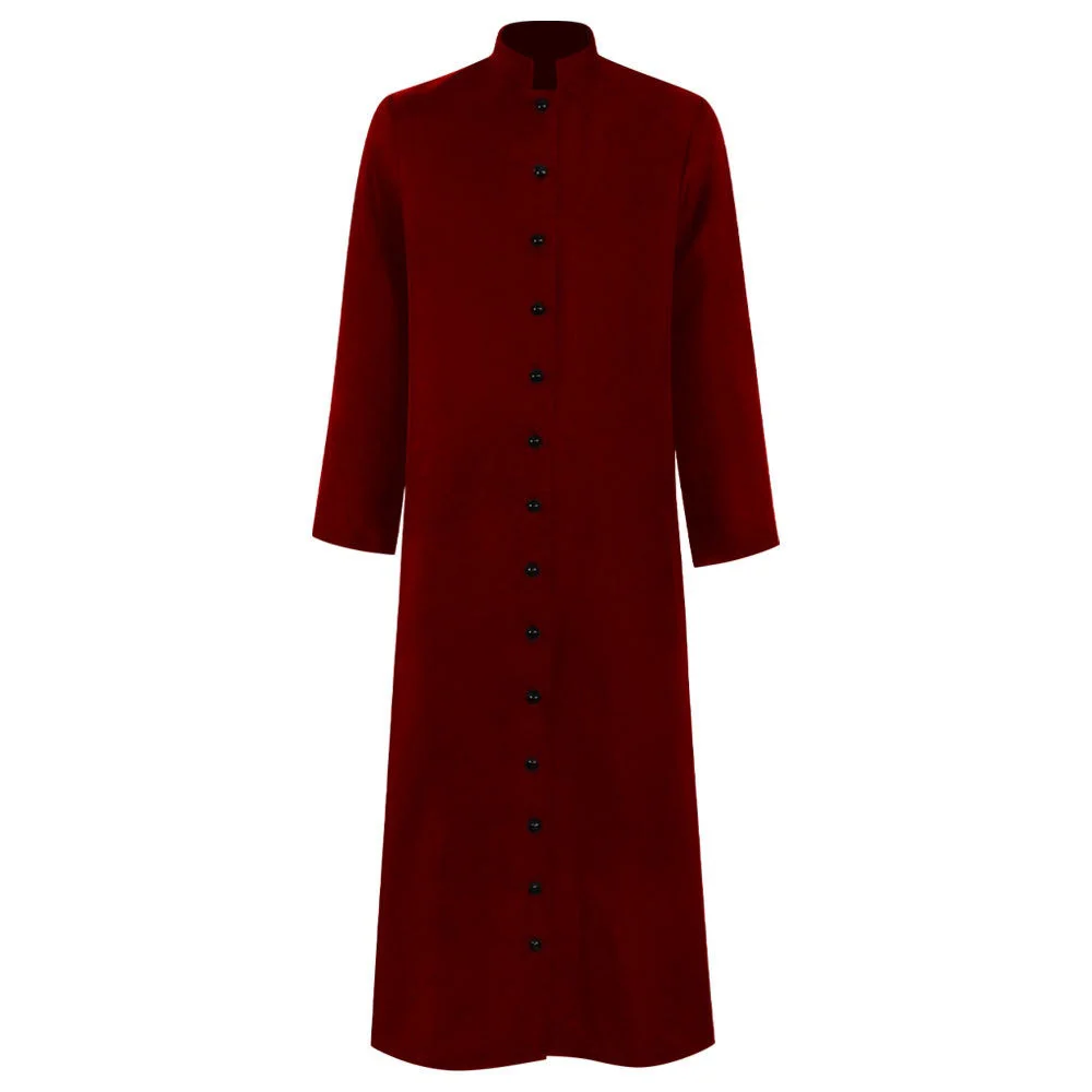 Men's Masquerade Priest Solid Coloured Standing Collar Steampunk Halloween Masquerade Retro Vintage Medieval Cosplay Coat - Image 5