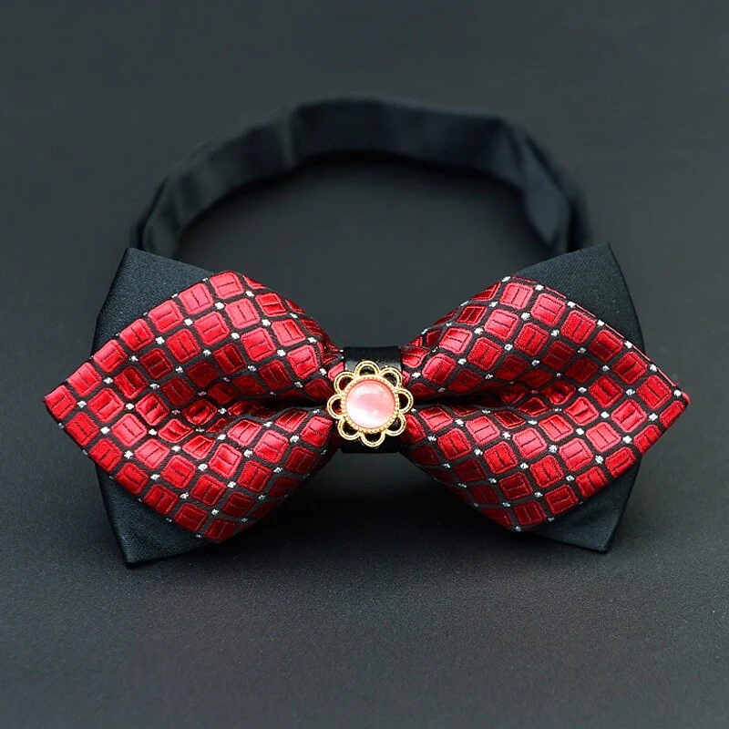 Men's Pre-Tied Adjustable Bow Tie Plaid Wedding Birthday Party - Image 3