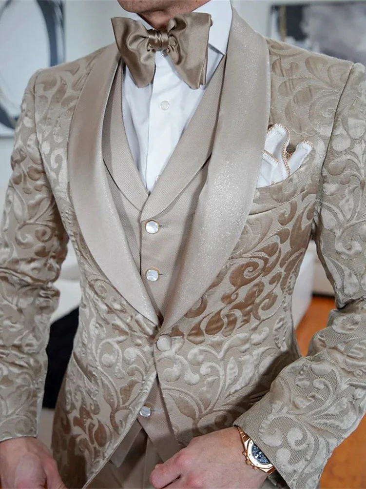 Men's Prom Suits Breasted One-button 3 Pieces Wedding Suits - Image 2