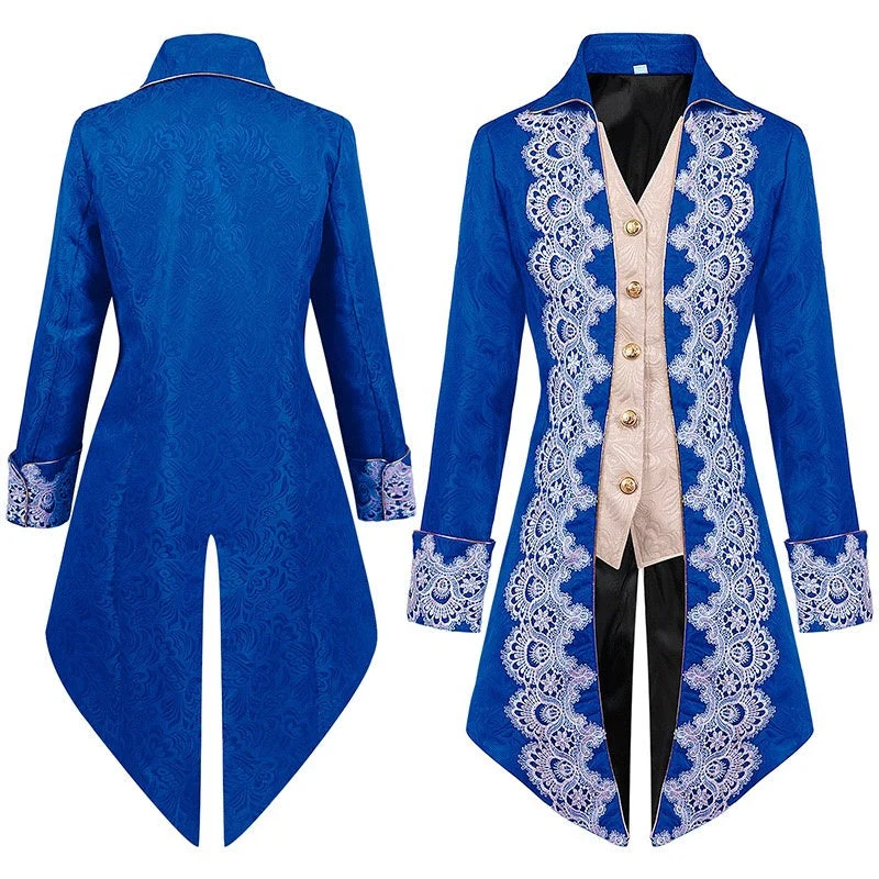 Men's Punk & Gothic Medieval Tailcoat Prince Nobleman Royal Halloween Masquerade Coat - Image 2