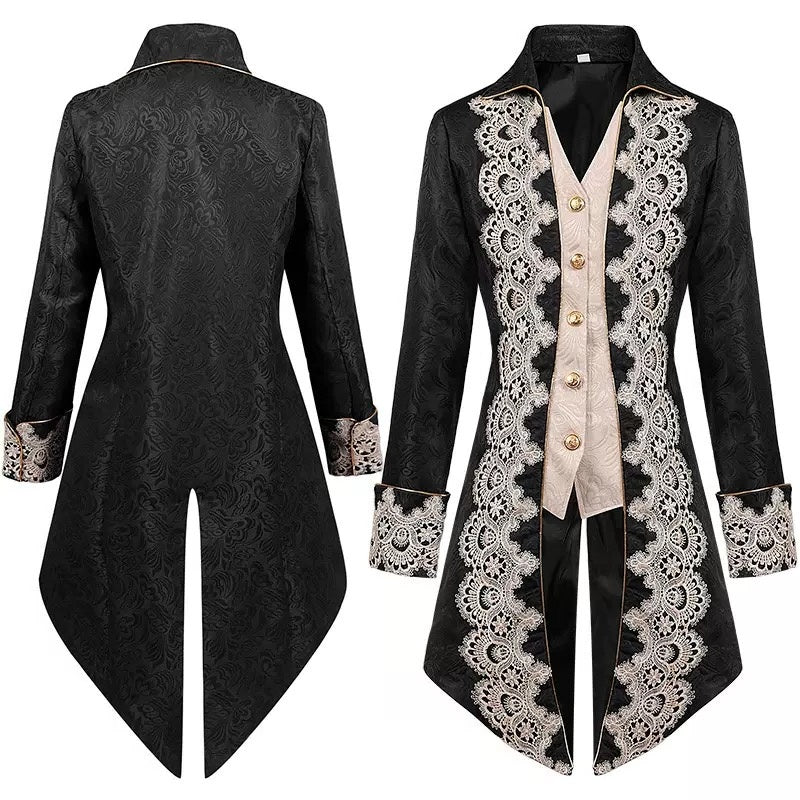 Men's Punk & Gothic Medieval Tailcoat Prince Nobleman Royal Halloween Masquerade Coat - Image 4