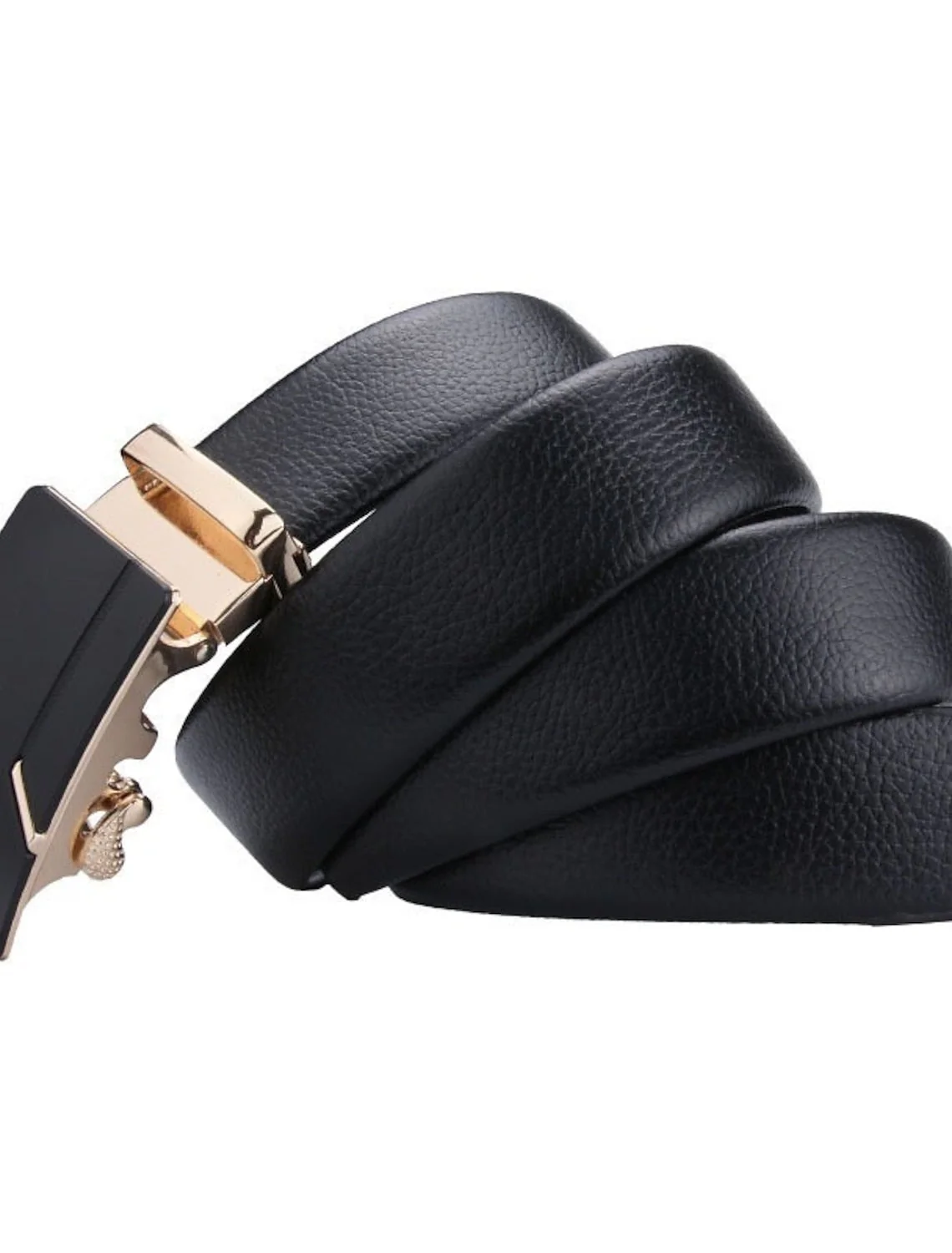 Men's Ratchet Black PU Leather Daily Wear Belt - Image 2