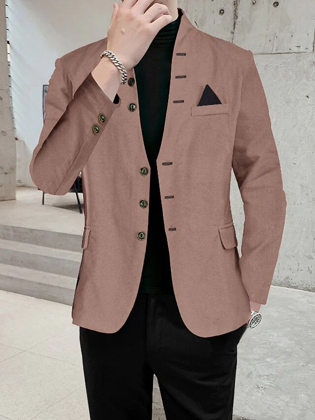 Men's Regular Fit Single Breasted Three-buttons Blazer Jacket - Image 3