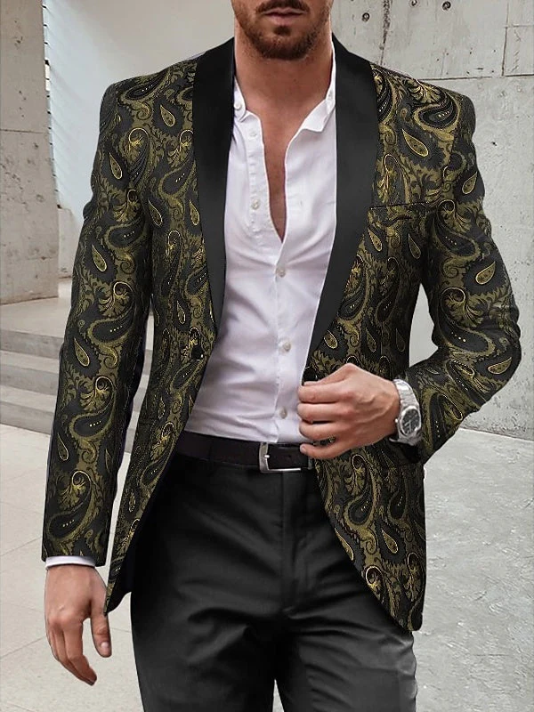 Men's Shawl Collar Printing Standard Fit Single Breasted Prom Disco Tuxedos Party Dinner 2 Piece - Image 5