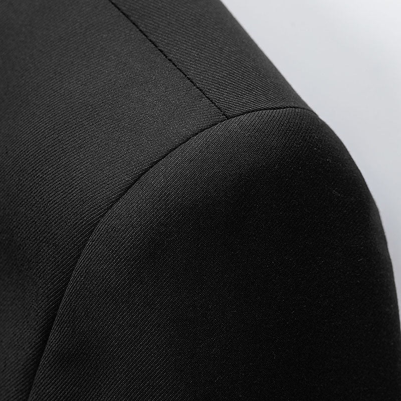 Men's Solid Coloured Standard Fit Single Breasted Two-buttons 2 Piece Wedding Suits - Image 4