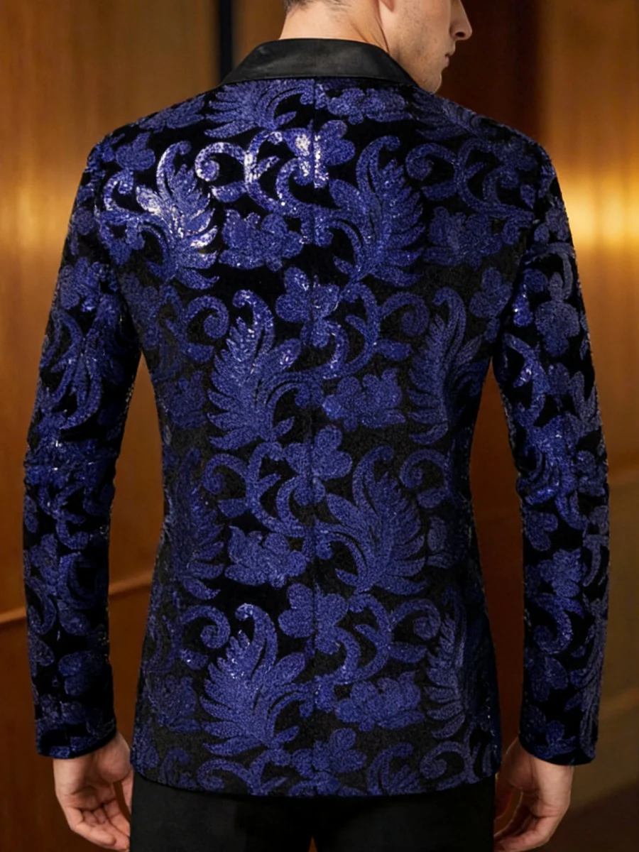 Men's Standard Fit Single Breasted One-button Party Jacket Sequins - Image 2