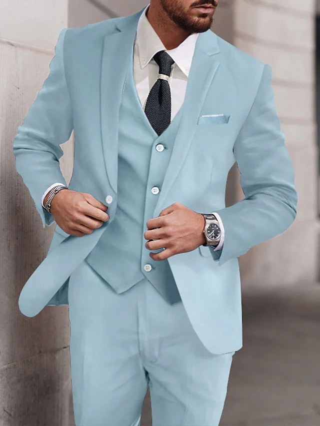 Men's Standard Fit Single Breasted One-button 3 Pieces Wedding Suits - Image 2