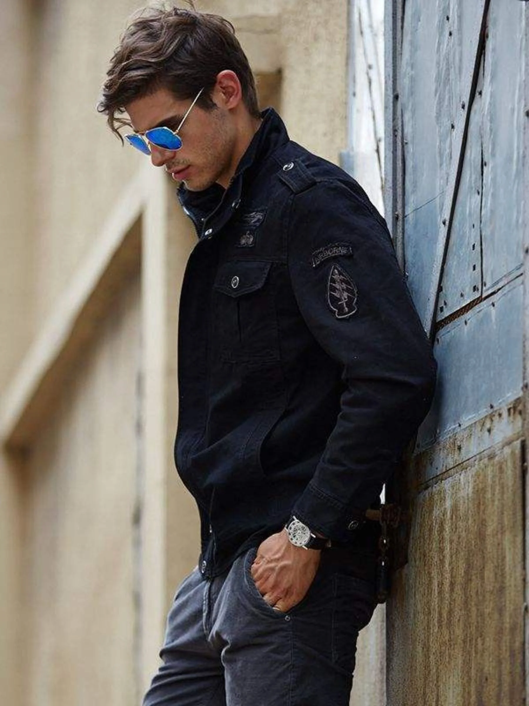 Men's Suit Fine Embroidery Tight Fit Breathable Comfort Warm Cotton Jacket - Image 5