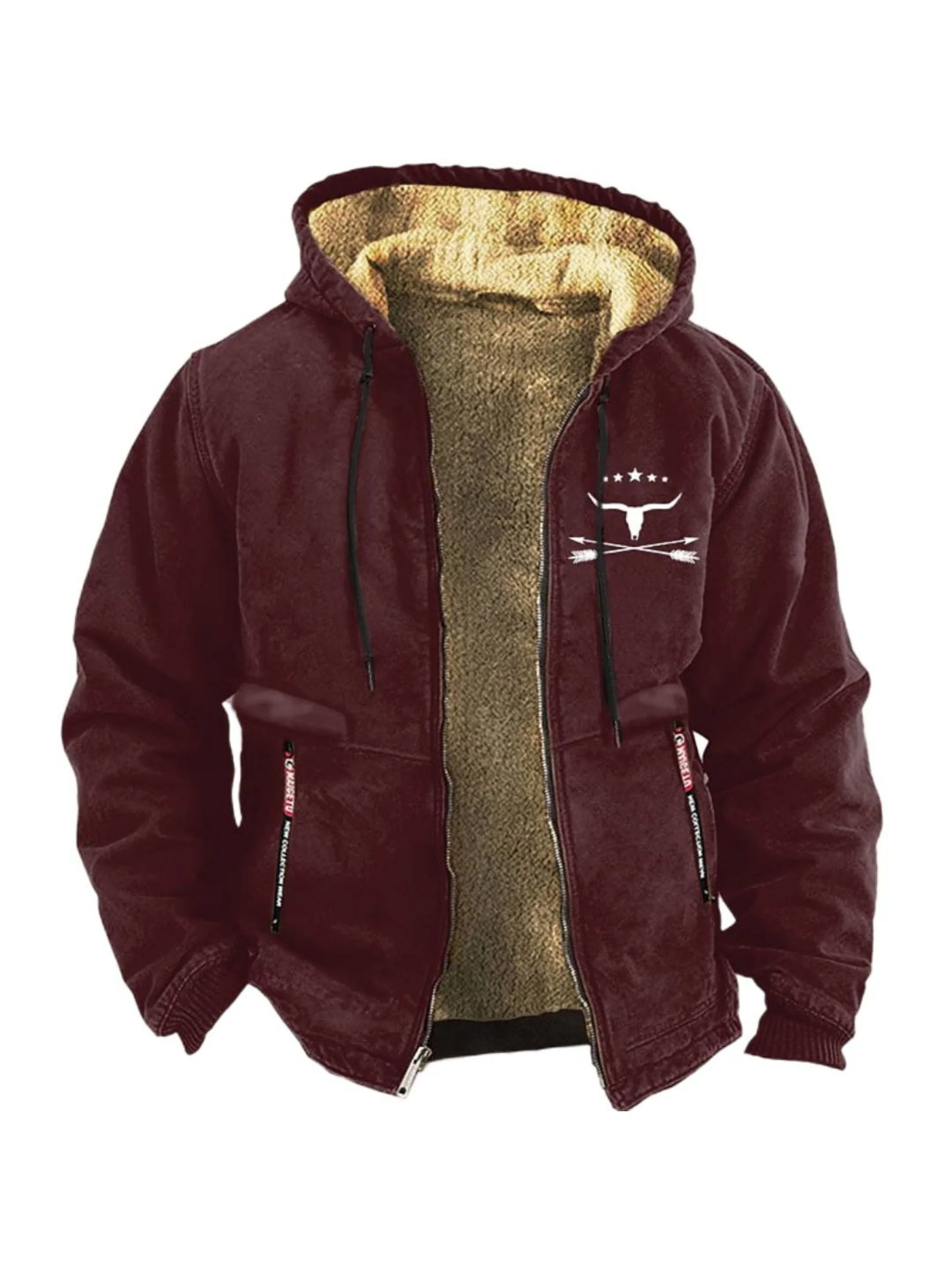 Men's Suits Cowboy Pattern Printed Vintage Casual Warm Hoodie Jacket - Image 8