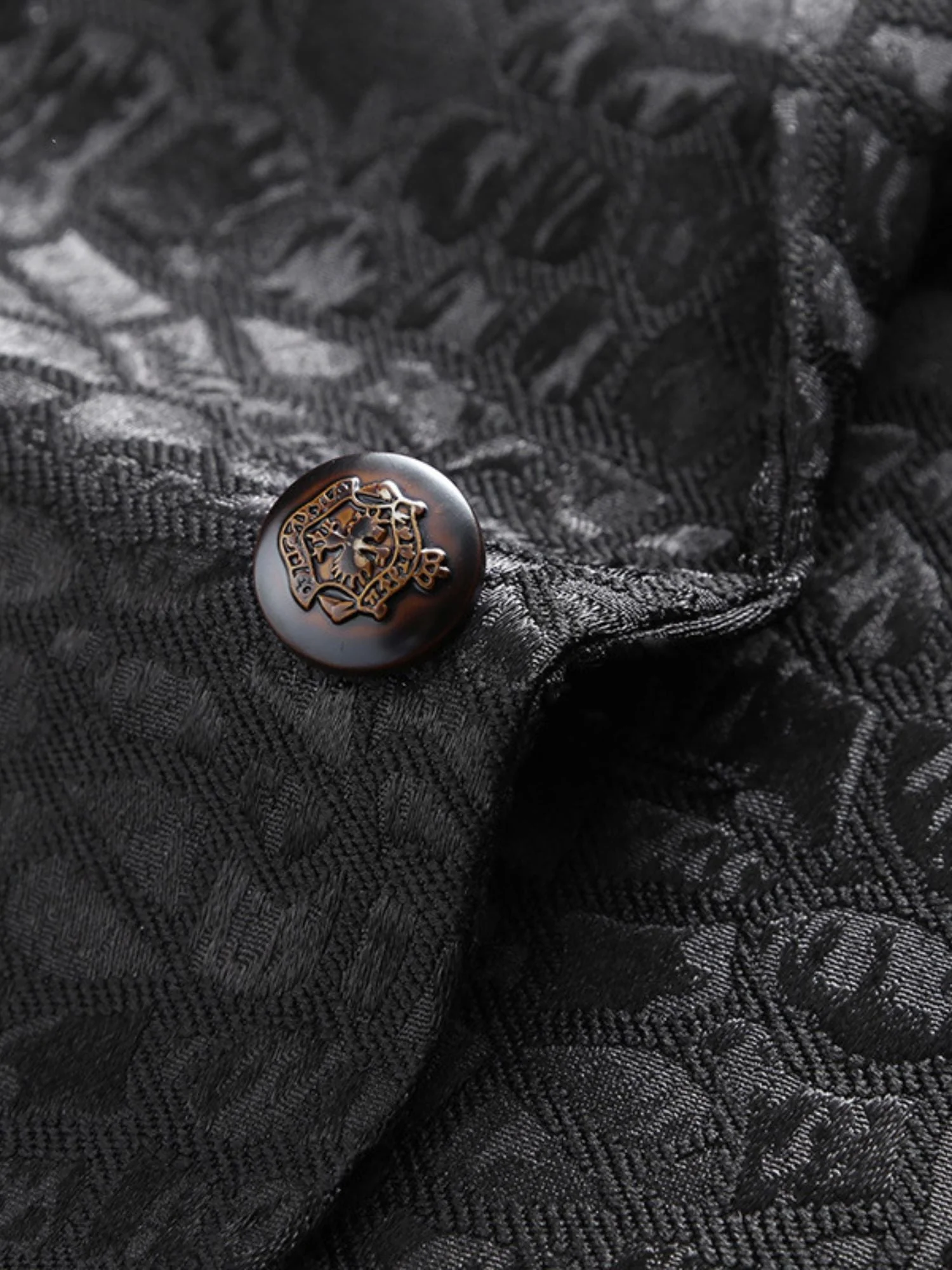 Men's Tailored Fit Black Simple Printed Floral Vintage Wedding Suit - Image 6