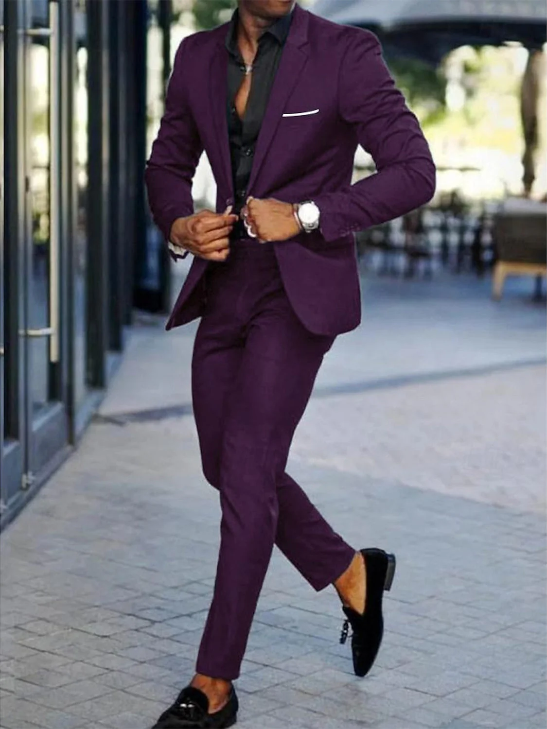 Men's Tailored Fit Single Breasted One-button  2 Pieces Wedding Suits - Image 3