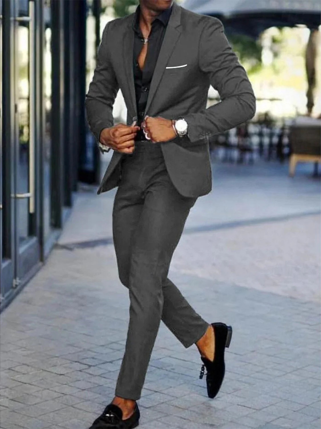 Men's Tailored Fit Single Breasted One-button  2 Pieces Wedding Suits - Image 4