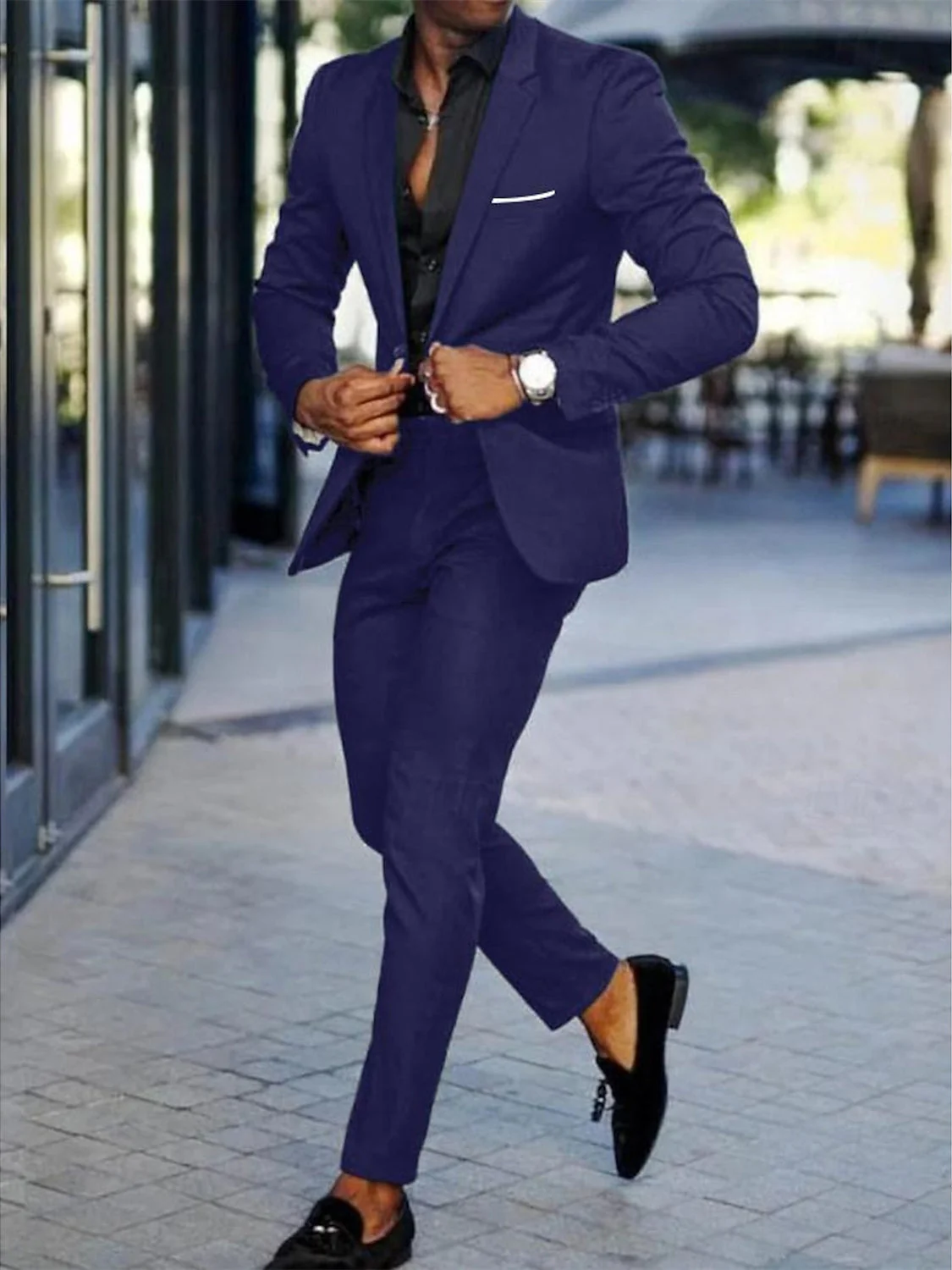 Men's Tailored Fit Single Breasted One-button  2 Pieces Wedding Suits - Image 5