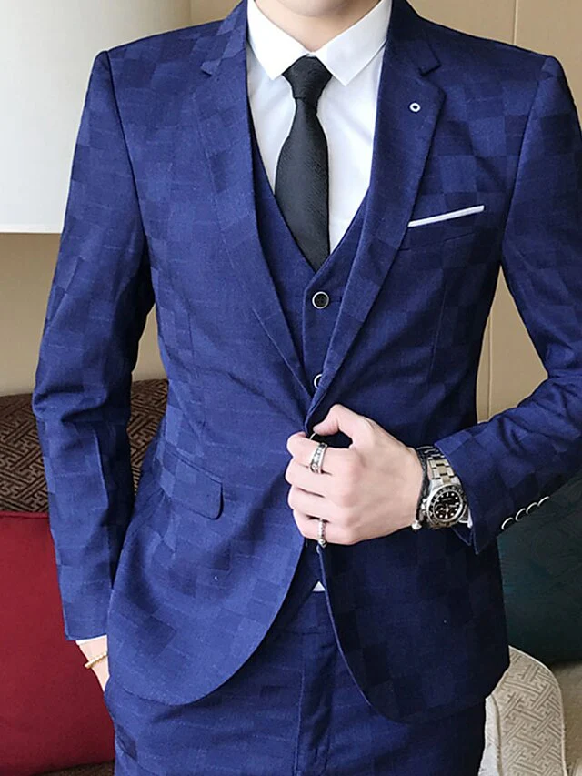 Men's Tailored Fit Single Breasted One-button 3 Pieces Wedding Suits - Image 4