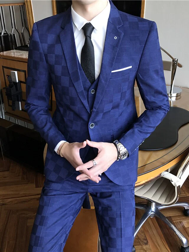 Men's Tailored Fit Single Breasted One-button 3 Pieces Wedding Suits - Image 5