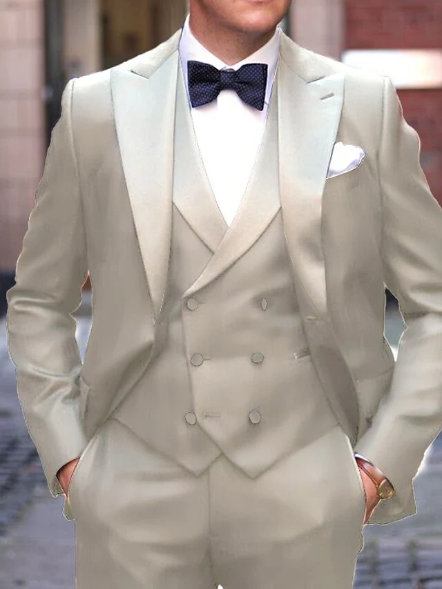 Men's Tailored Fit Single Breasted One-button 3 Pieces Wedding Suits - Image 10