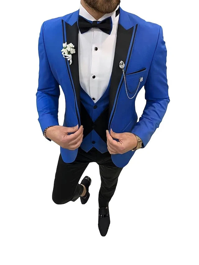 Men's Tailored Fit Single Breasted One-button 3 Pieces Wedding Suits - Image 13
