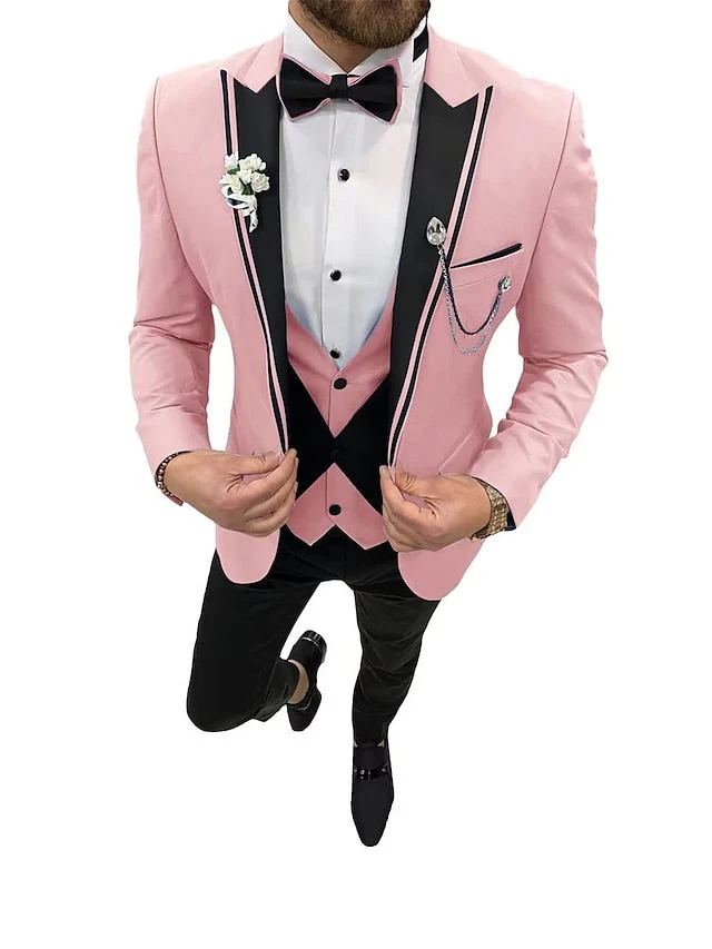 Men's Tailored Fit Single Breasted One-button 3 Pieces Wedding Suits - Image 9