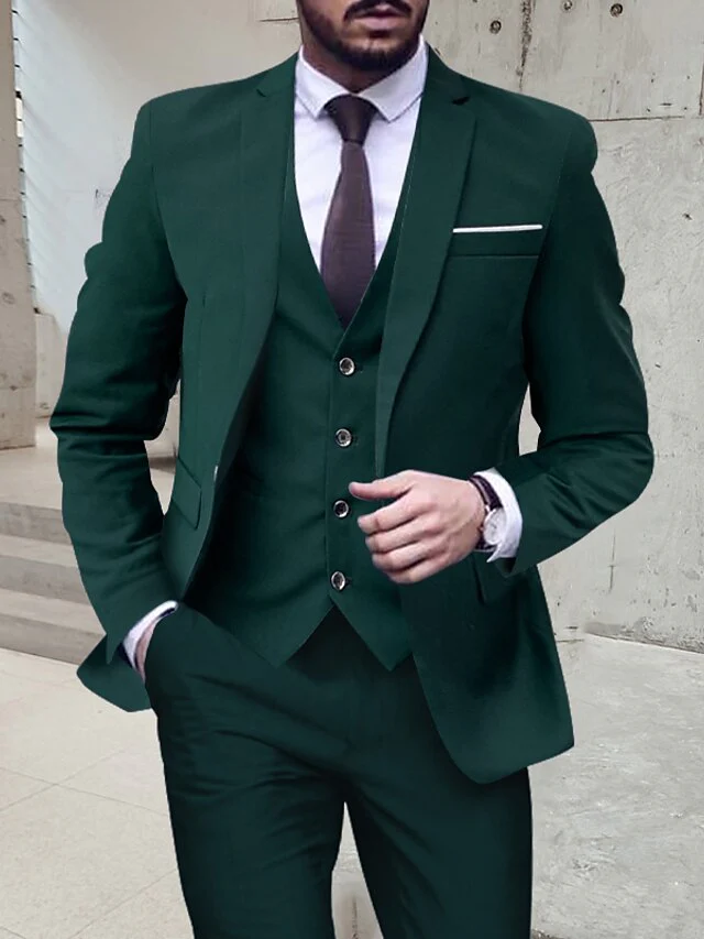 Men's Tailored Fit Single Breasted One-button 3 Pieces Wedding Suits - Image 4