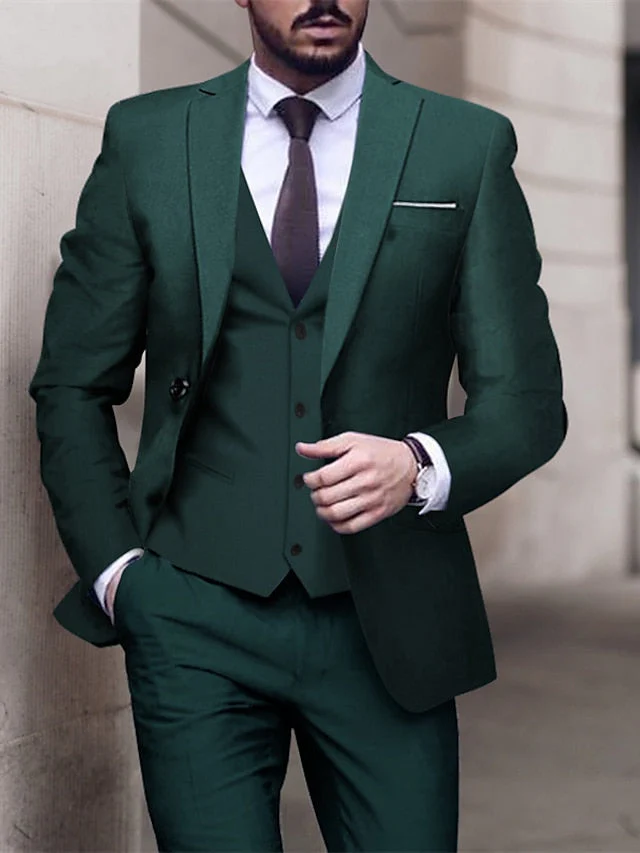 Men's Tailored Fit Single Breasted One-button 3 Pieces Wedding Suits - Image 2