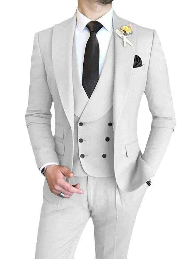 Men's Tailored Fit Single Breasted One-button 3 Pieces Wedding Suits - Image 4