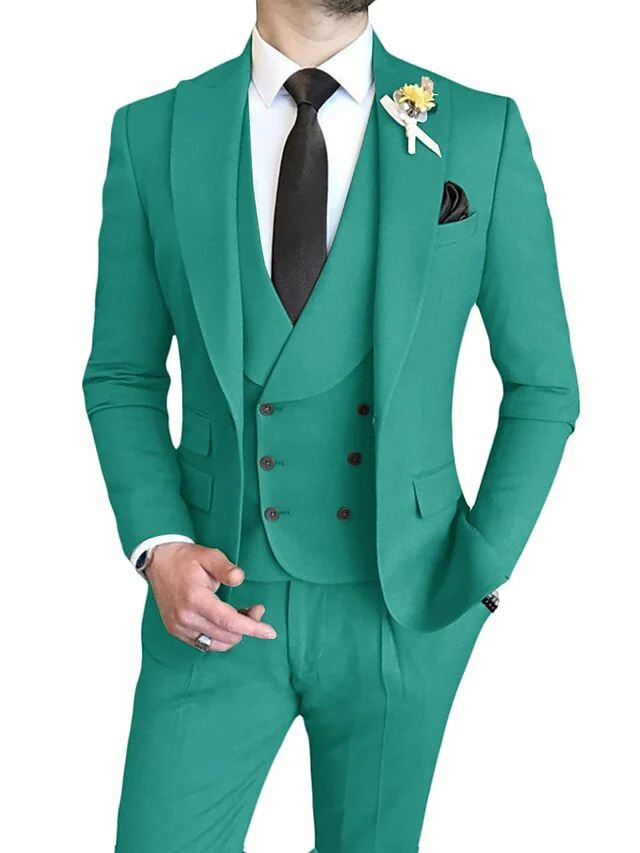 Men's Tailored Fit Single Breasted One-button 3 Pieces Wedding Suits - Image 8
