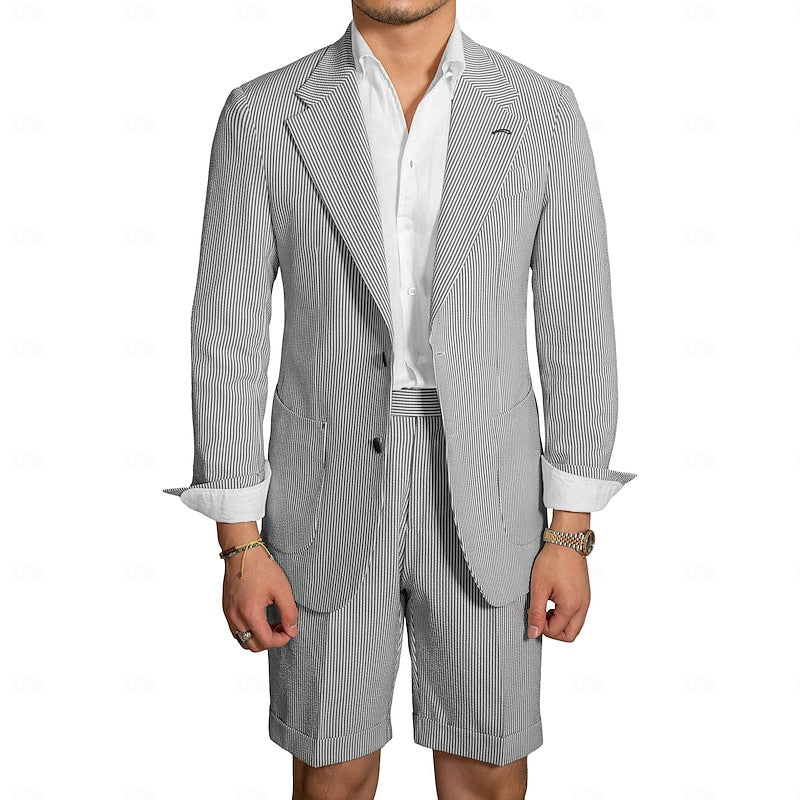 Men's Tailored Fit Single Breasted Two-buttons 2 Pieces Fashion Wedding Suits - Image 7