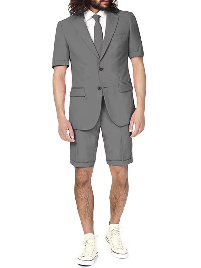Men's Tailored Fit Single Breasted Two-buttons 2 Pieces Linen Suits - Image 2