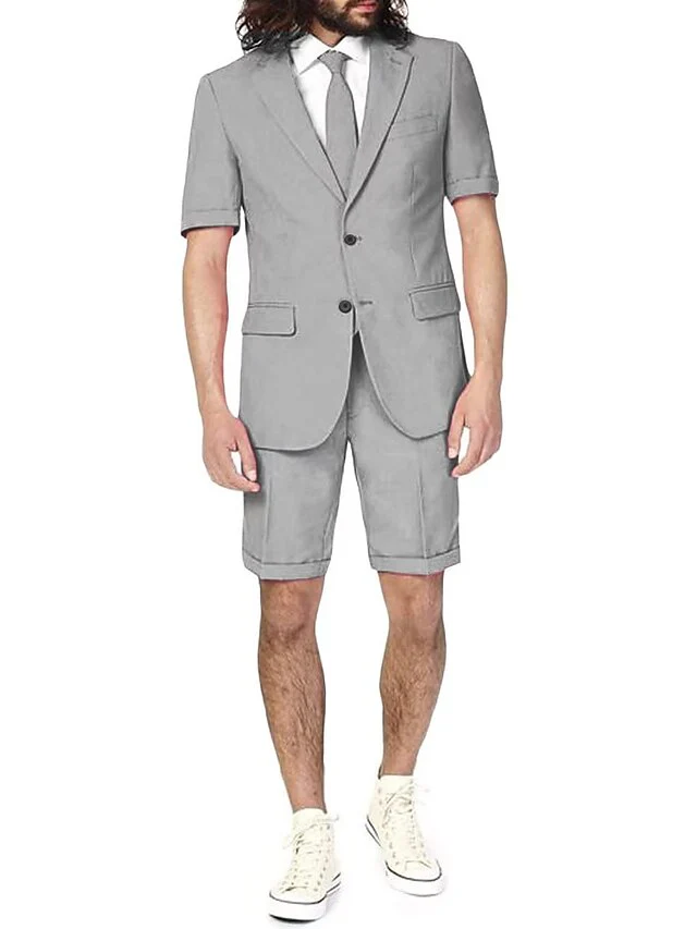 Men's Tailored Fit Single Breasted Two-buttons 2 Pieces Linen Suits - Image 6