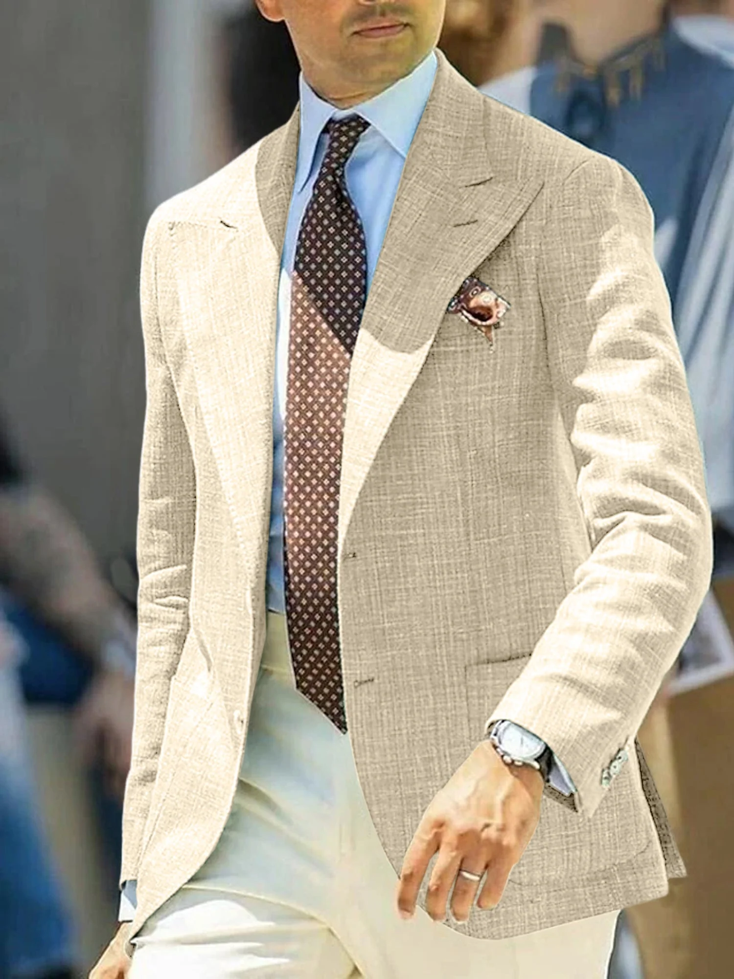 Men's Tailored Fit Single Breasted Two-buttons Blazer Jacket - Image 4