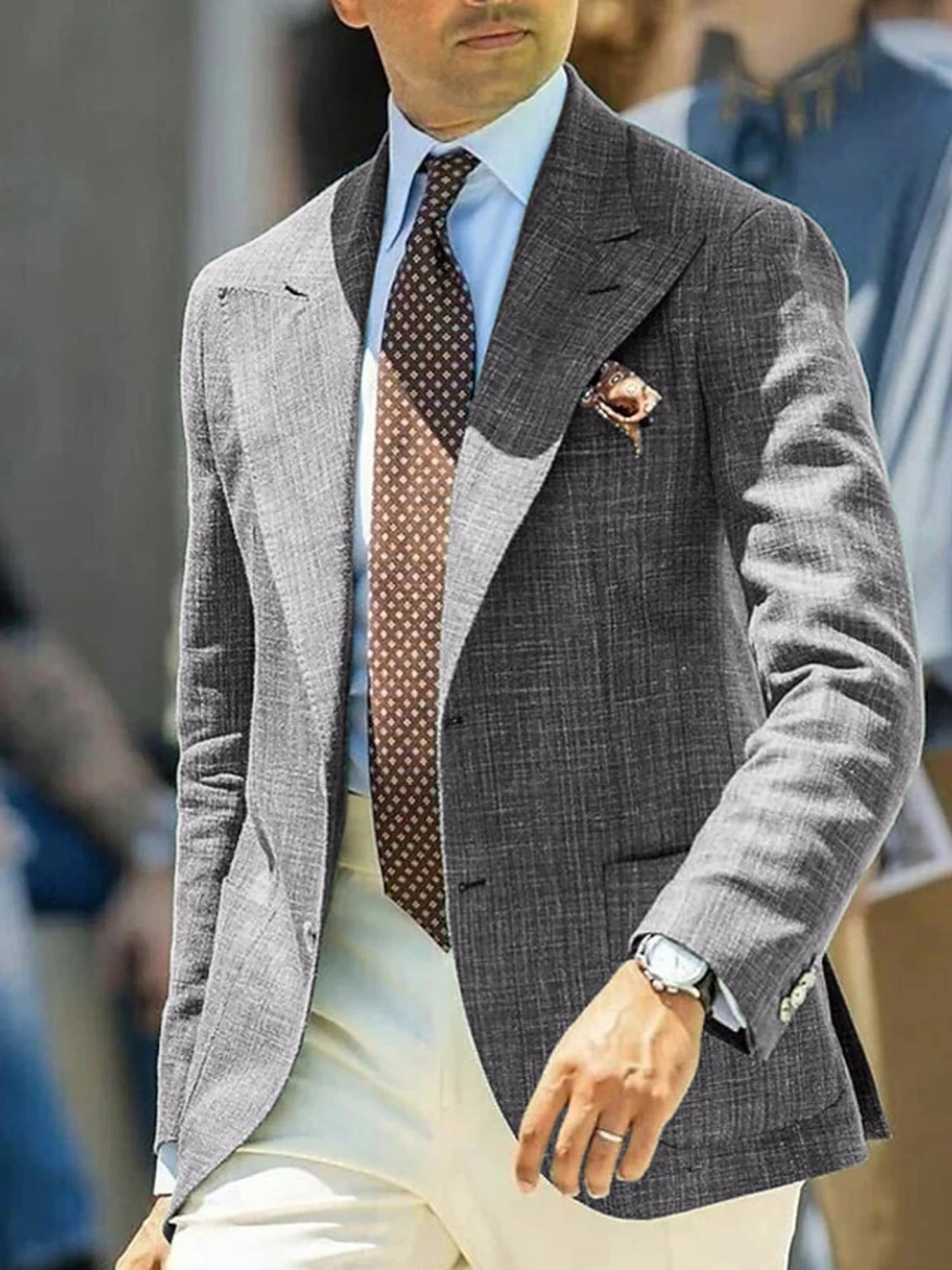 Men's Tailored Fit Single Breasted Two-buttons Blazer Jacket - Image 5