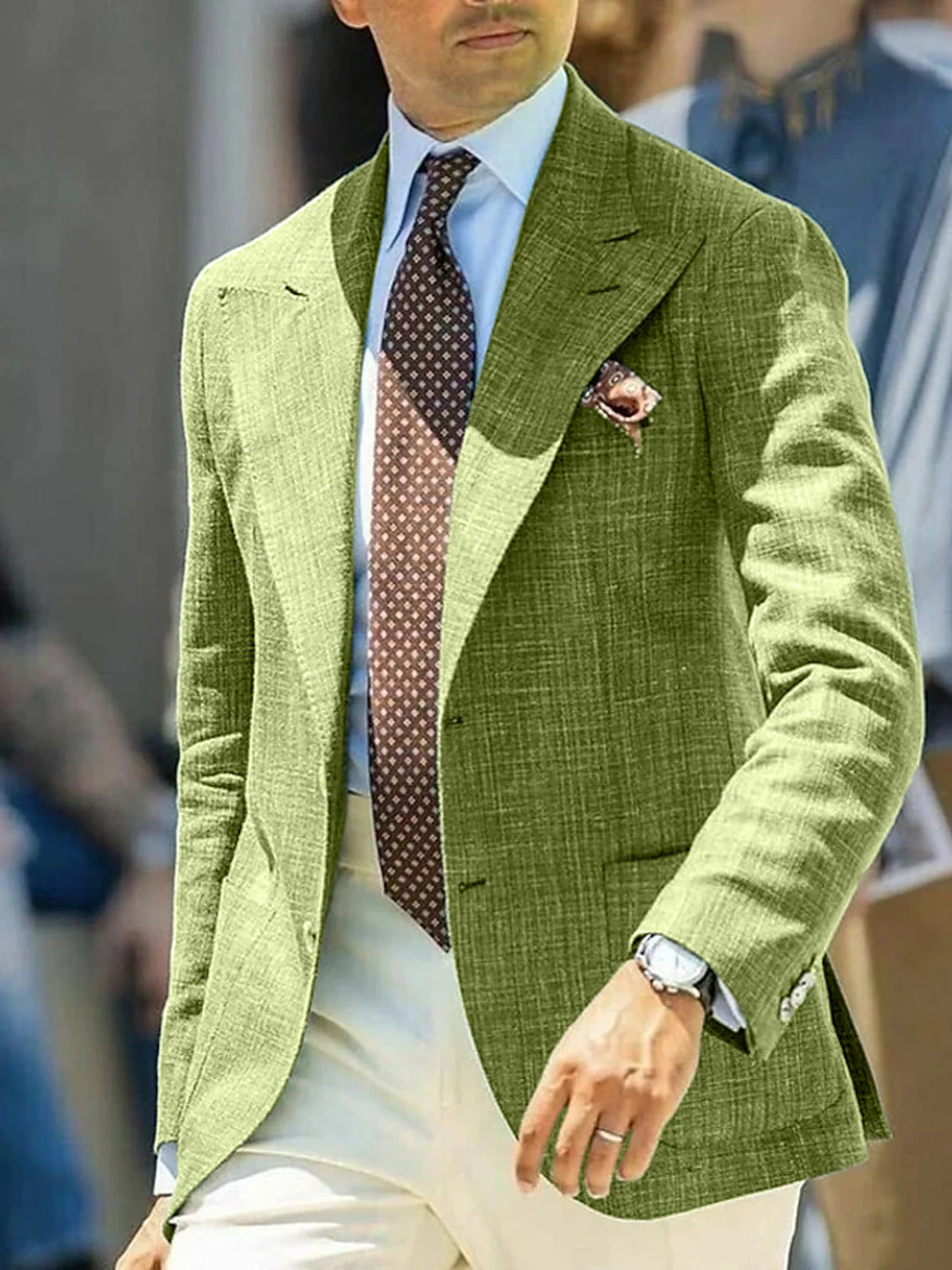 Men's Tailored Fit Single Breasted Two-buttons Blazer Jacket - Image 7