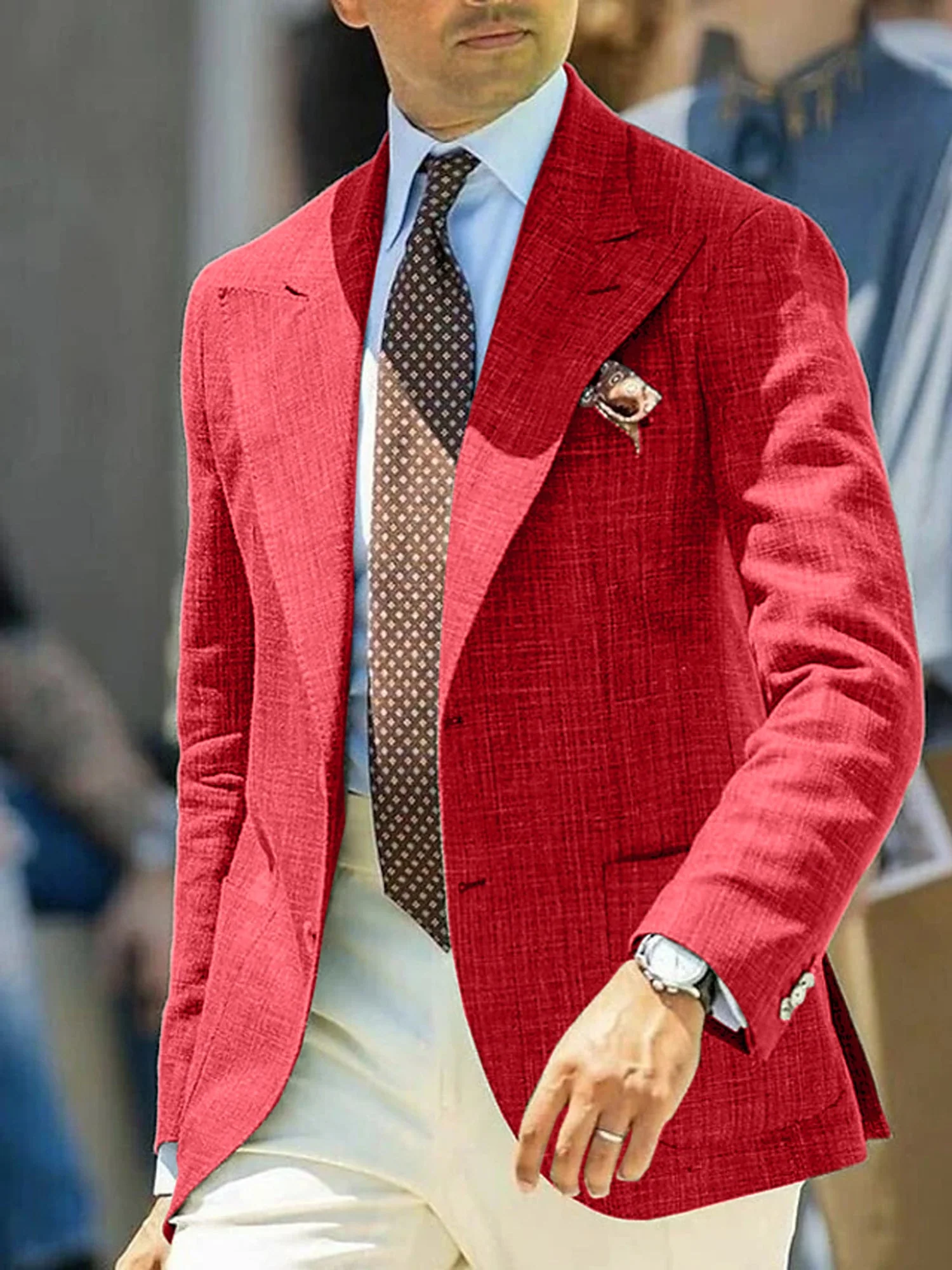 Men's Tailored Fit Single Breasted Two-buttons Blazer Jacket - Image 9