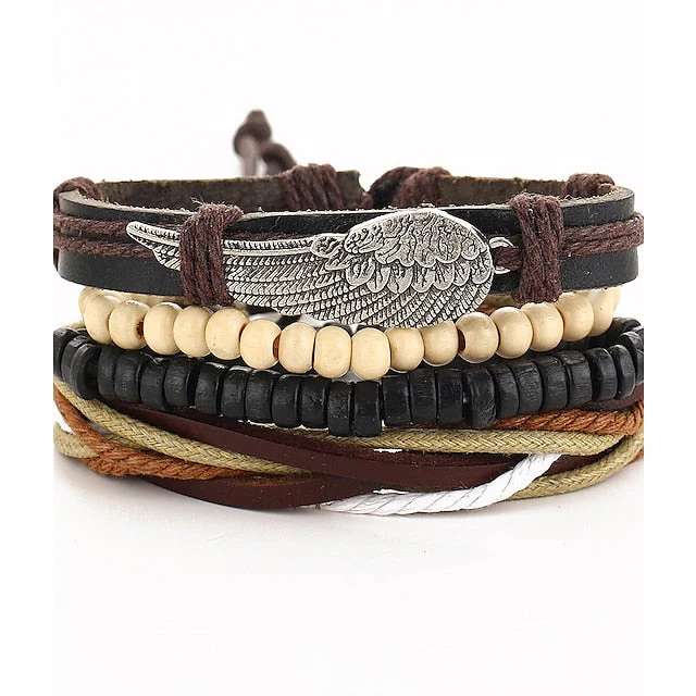 Men's Turquoise Leather Bracelet Classic Retro Leaf Punk Classic Rock Leather Bracelet Jewelry For Gift Daily Beach - Image 6