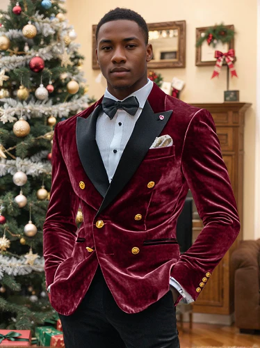 Men's Vintage Party Velvet Coloured Patchwork Solid   Regular Standard Fit Double Breasted Six-buttons Blazer Jacket - Image 5