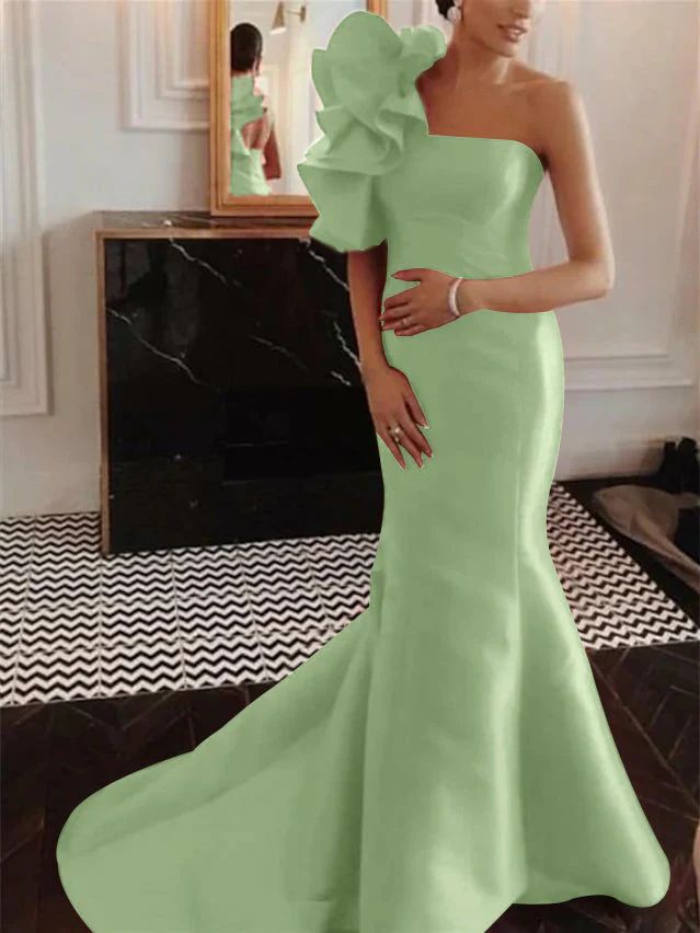 Mermaid/Trumpet Sleeveless Strapless Court Train Evening Dresses with Ruffles - Image 13