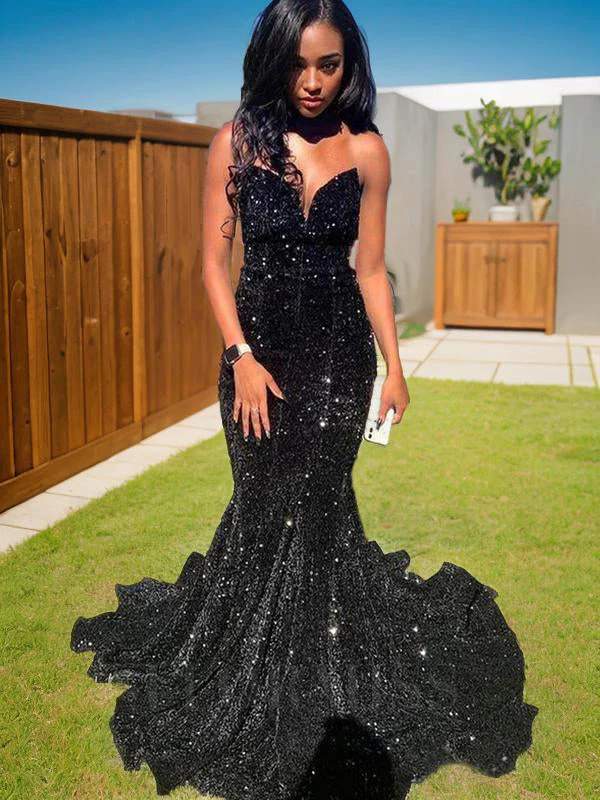 Mermaid/Trumpet Strapless Sleeveless Sweep Train Evening Dress - Image 2