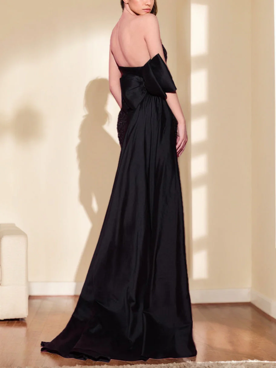 Mermaid/Trumpet Sweetheart Sleeveless Floor-Length Long Prom Evening Dress with Bowknot - Image 2