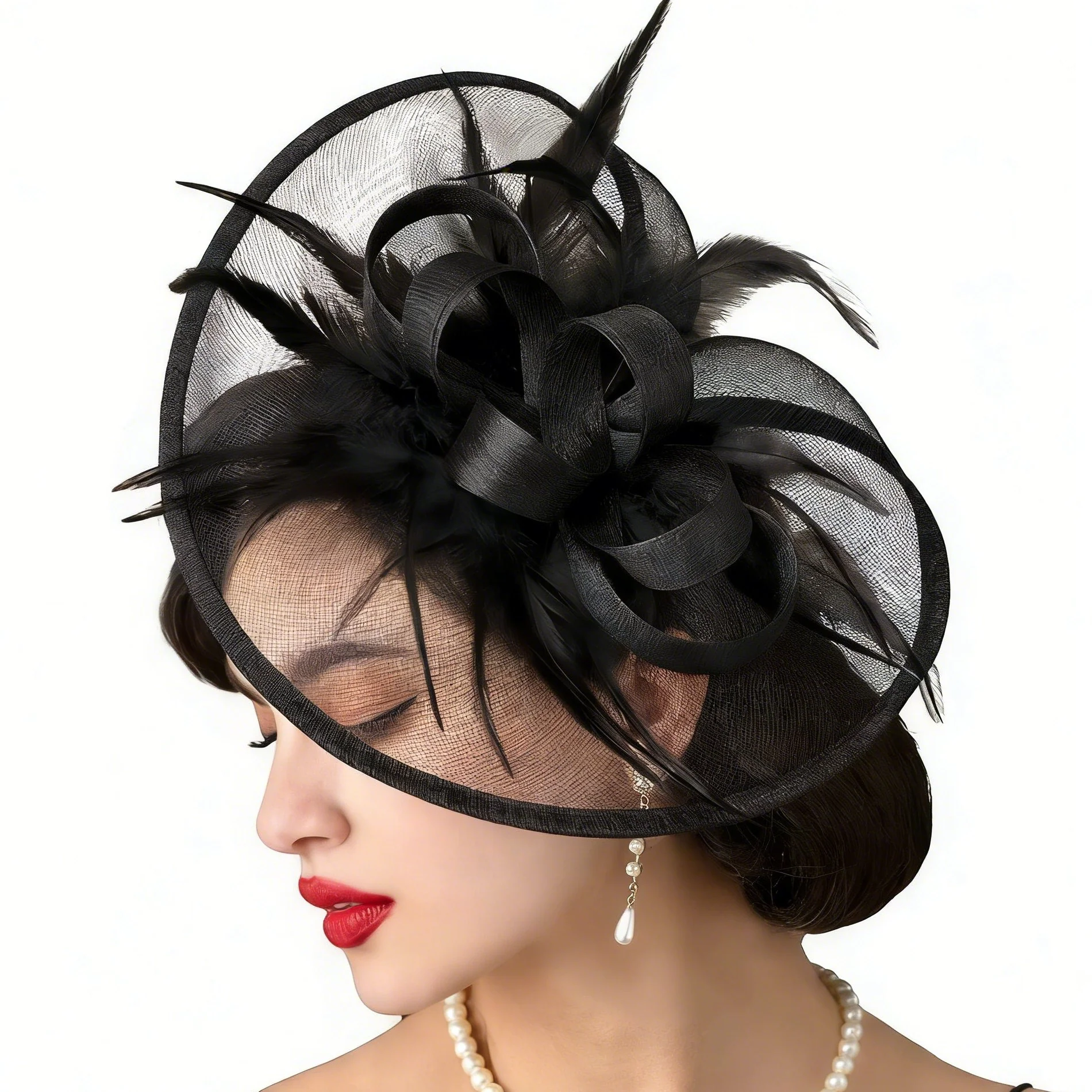 Mother of the Bride Feathered Fascinator Hat Matches Occasion Wear - Image 2