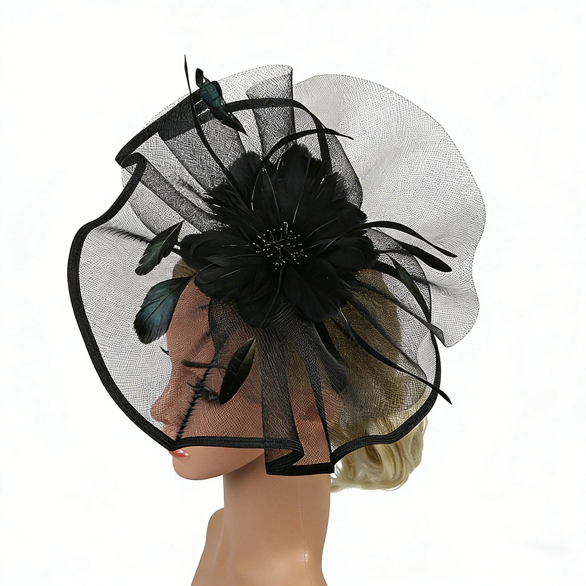 Mother of the Bride Feathered Fascinator Secure headband fit - Image 4