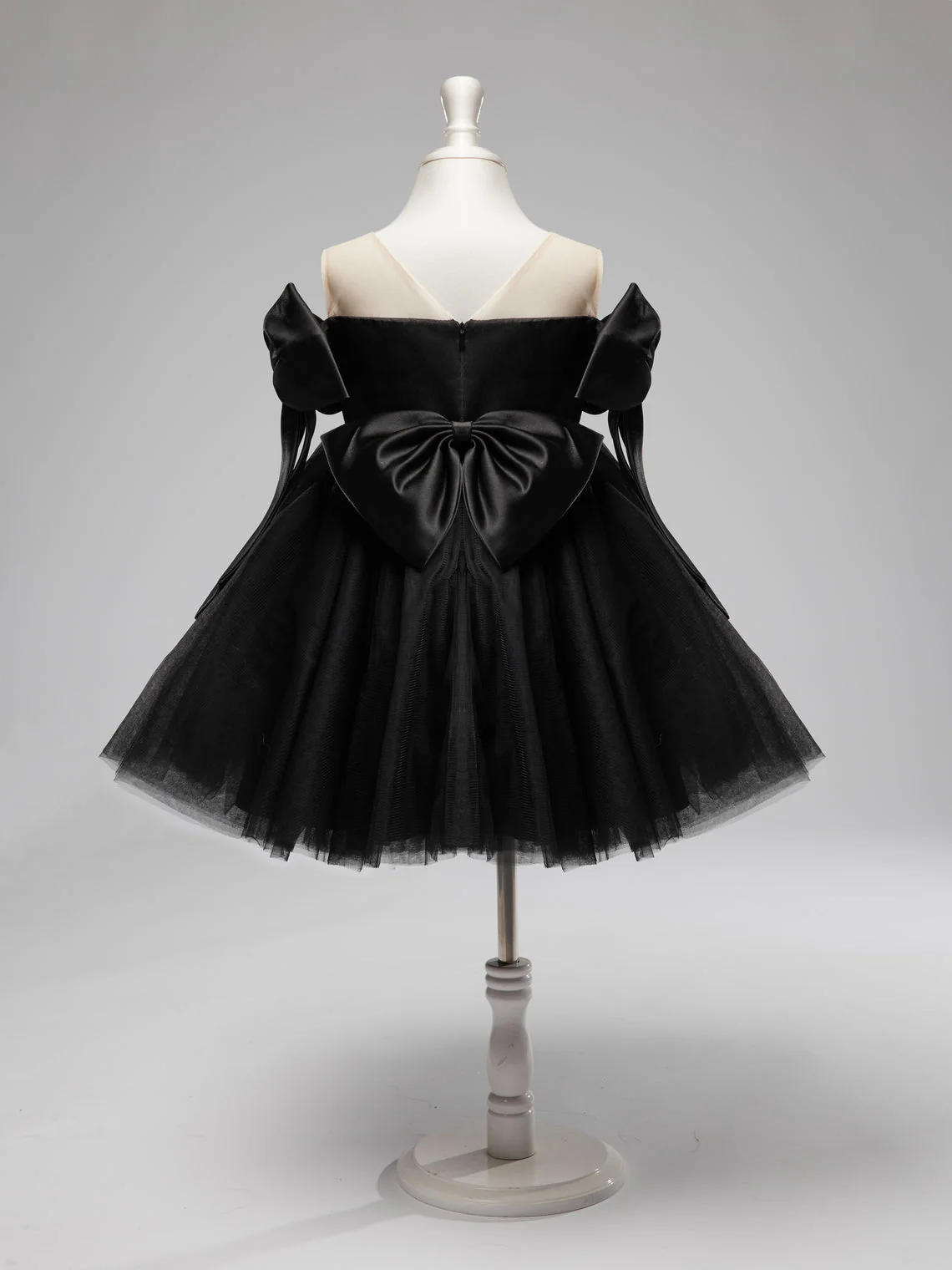 Off-Shoulder Knee-length Black Tulle Baby Girl Dress - Image 8