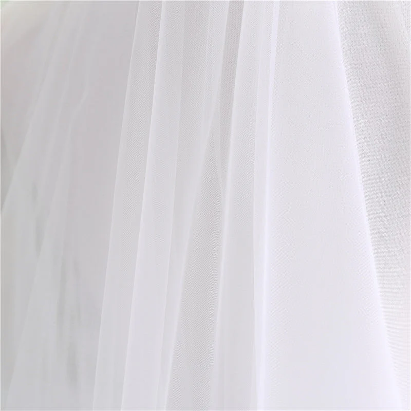 One-tier Classic Lace Wedding Veil with Solid Tulle - Image 5