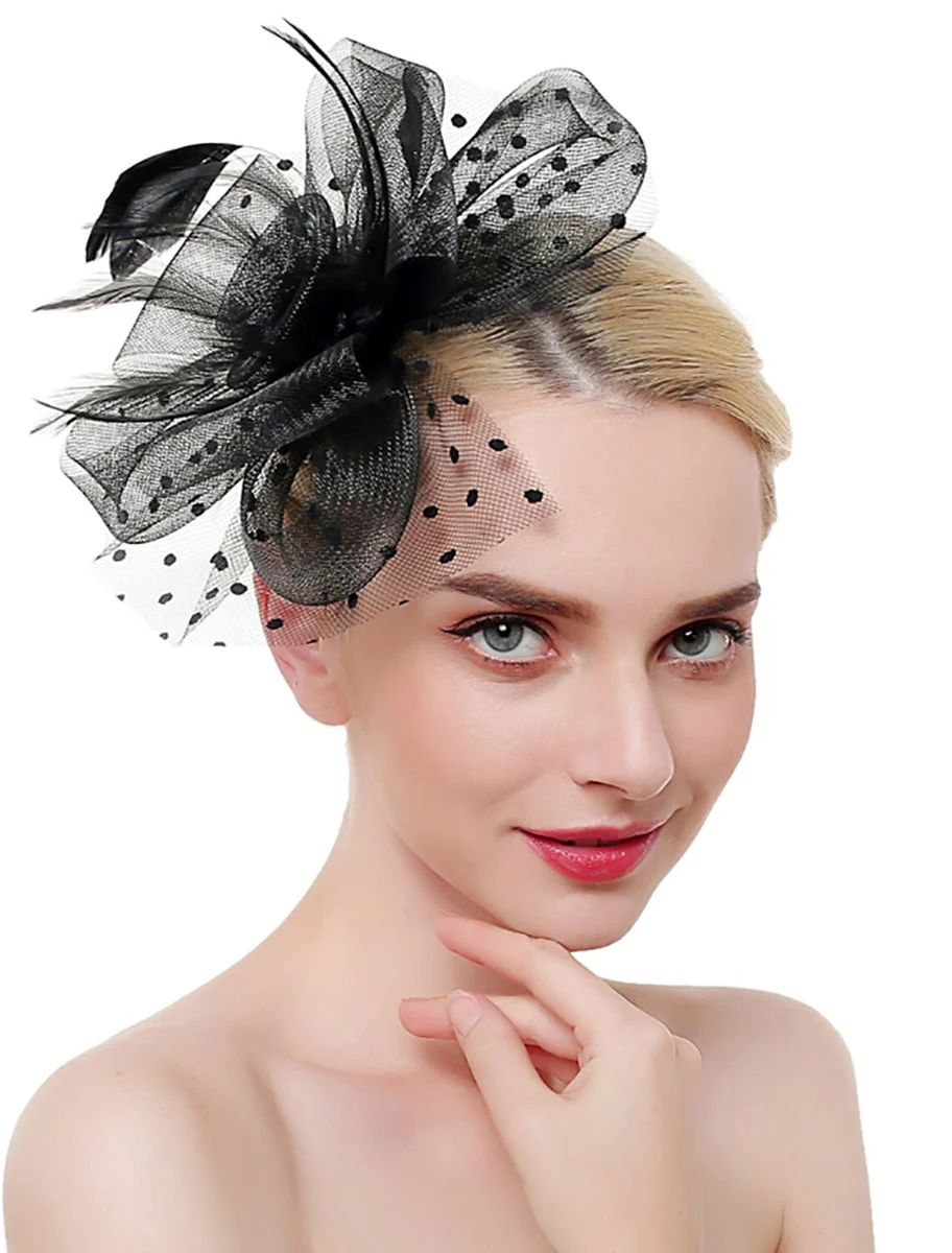 Organza Elegant Wedding Cocktail Party Feather Fascinator/Headpiece With MiniSpot - Image 4